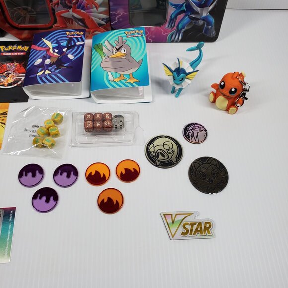Pokémon TCG Accessories Lot - Tins, Dice, Coins, Mini Figs, Stickers, and More - Picture 2 of 5